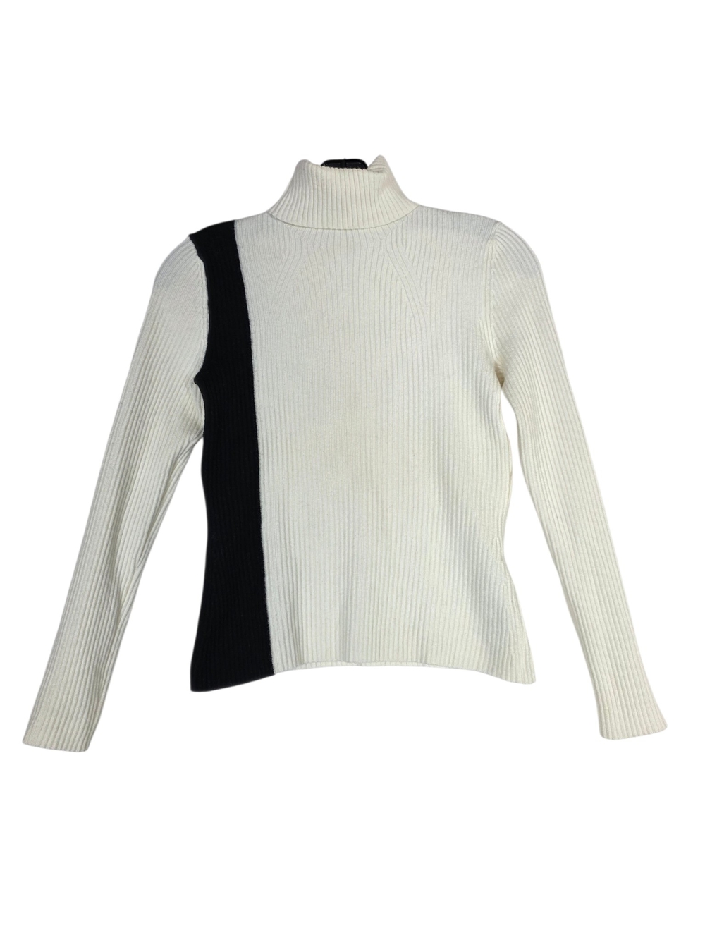 3.1 Phillip Lim Wool knit Ribbed Turtleneck Sweater with Black Side Panel